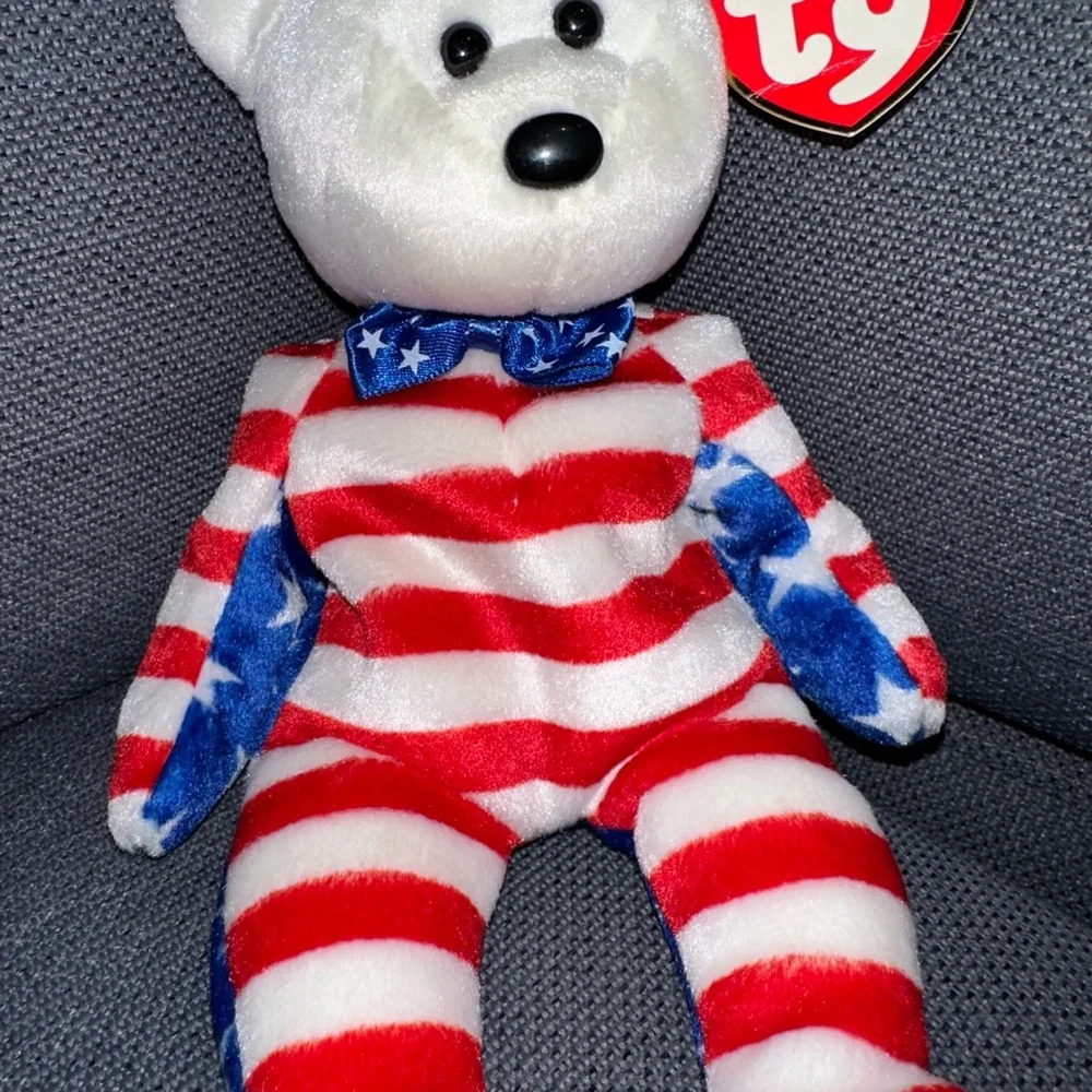 Ty Beanie Baby Liberty Bear Red, White & Blue 4531 NWT Vintage P.E. Pellets